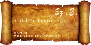 Szitár Edvin névjegykártya